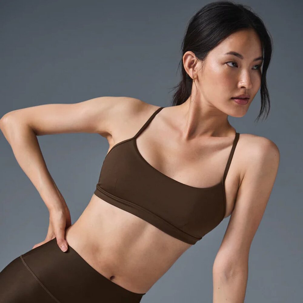 Alo Yoga Airlift Intrigue Sports Bra Espresso Size XS